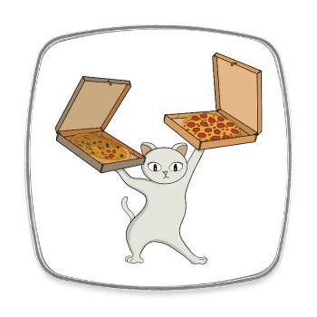 Pizza Paws Cat Juggling Pies - Square fridge magnet - white - Front