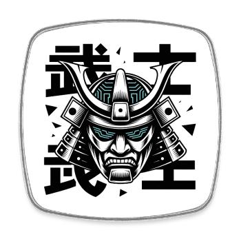 Glyphe du masque de samouraï futuriste - Magnet carré - blanc - Devant