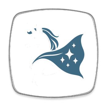 Licorne Stellaire Forte, Super-héroïne Noble - Magnet carré - blanc - Devant