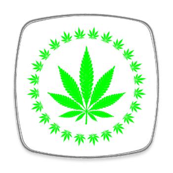Bright Green Cannabis Leaf Ring Design - Square fridge magnet - white - Front