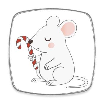Süße Maus mit Zuckerstange – niedliches Cartoon - Viereckiger Kühlschrankmagnet - Weiß - Vorne