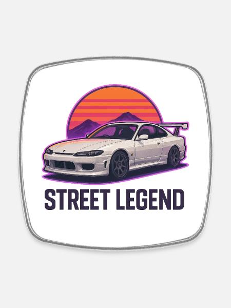 Road legend Sunset Drift - Square fridge magnet - white