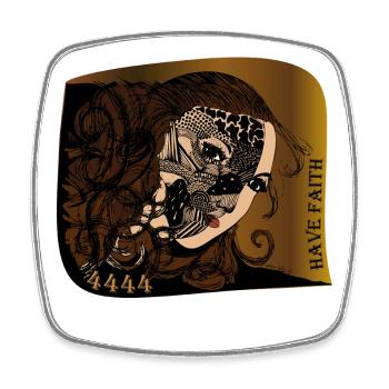 Mask of Faith Zentangle - Square fridge magnet - white - Front