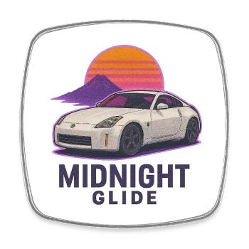 Midnight Glide Retro Sunset Auto - Magnet carré - blanc - Devant