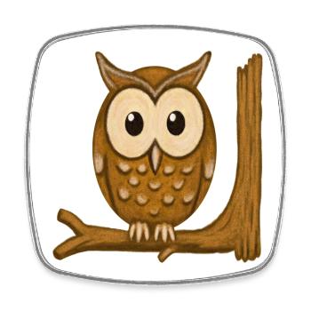 Hibou sur la branche - Magnet carré - blanc - Devant