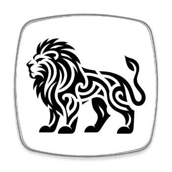 Lion avec un tatouage en crinière sauvage - Magnet carré - blanc - Devant