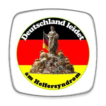 Deutschland hat ein Helfersyndrom - Viereckiger Kühlschrankmagnet - Weiß - Vorne