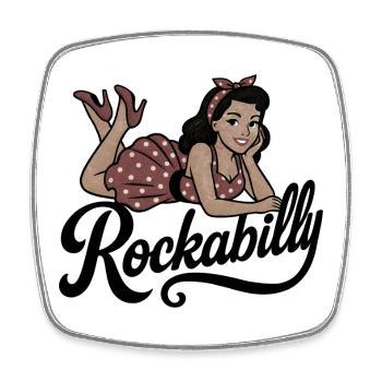 Rockabilly Woman 50s Reclining Petticoat Gift - Square fridge magnet - white - Front
