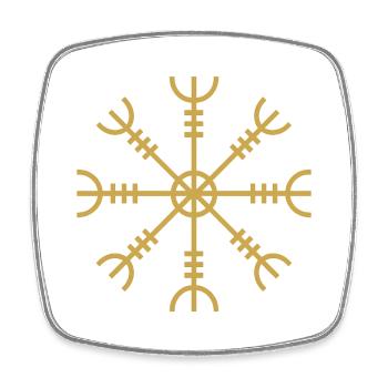 Rune nordique Algiz - symbole de protection Viking - Magnet carré - blanc - Devant