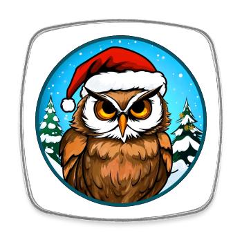 Eulen Weihnachten - Viereckiger Kühlschrankmagnet - Weiß - Vorne
