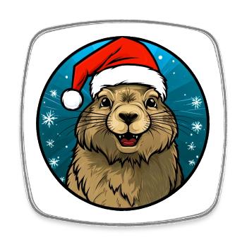 Marmotte du Père Noël - Magnet carré - blanc - Devant