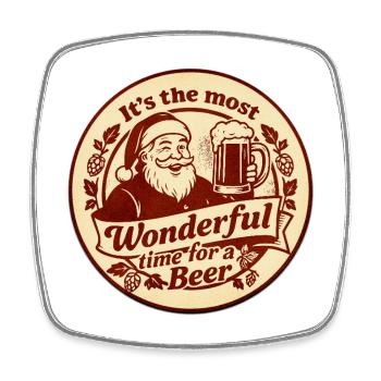 Christmas Beer Retrobadge - Square fridge magnet - white - Front