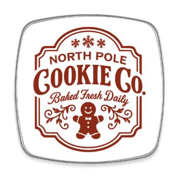 Nordpol Cookie Co Logo mit Lebkuchen - Viereckiger Kühlschrankmagnet - Weiß - Vorne