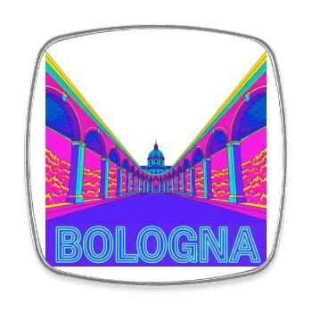 Portiken von Bologna - Viereckiger Kühlschrankmagnet - Weiß - Vorne