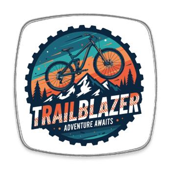 Trailblazer Mountainbike-Abenteuer - Viereckiger Kühlschrankmagnet - Weiß - Vorne