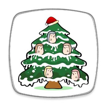Sapin de Noël drôle Hérisson de Noël - Magnet carré - blanc - Devant