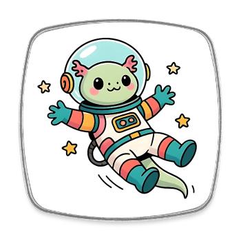 Axolotl Astronaut Kawaii - Square fridge magnet - white - Front