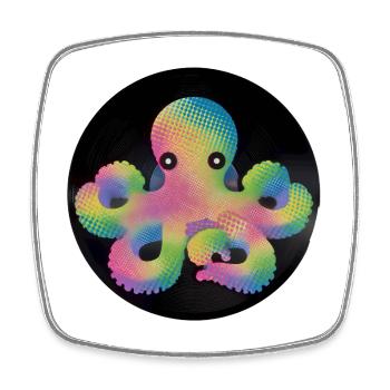 Colorful Pixel Octopus on Vinyl - Square fridge magnet - white - Front