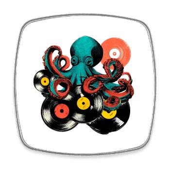 Oktopus Vinyl Mix - Viereckiger Kühlschrankmagnet - Weiß - Vorne