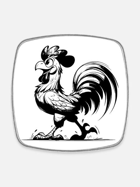 Farm Rooster Alarm from 5 a.m. - Loud, Proud - Square fridge magnet - white