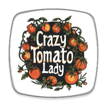 Crazy Tomato Lady – Funny Tomato Growing Design - Viereckiger Kühlschrankmagnet - Weiß - Vorne
