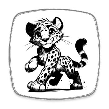 Cute leopard most beautiful predator of the savannah - Square fridge magnet - white - Front