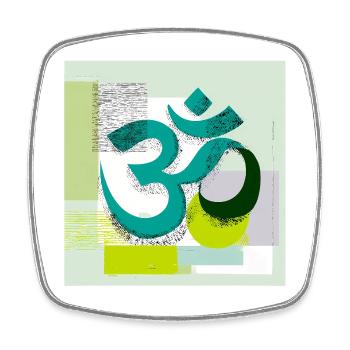 Modernes OM Zeichen – Abstrakte Yoga Kunst - Viereckiger Kühlschrankmagnet - Weiß - Vorne