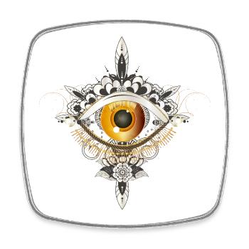 Mystisches Ornament mit bernsteinfarbenem Auge - Viereckiger Kühlschrankmagnet - Weiß - Vorne