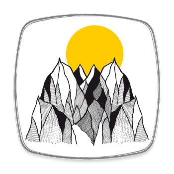 Golden Sun over Mountain Peaks - Viereckiger Kühlschrankmagnet - Weiß - Vorne