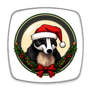 Dachse Weihnachten - Viereckiger Kühlschrankmagnet - Weiß - Vorne