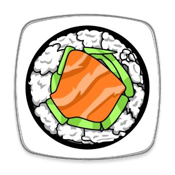 Japanische Lachs-Sushi-Rolle Japanisches Essen Kunst - Viereckiger Kühlschrankmagnet - Weiß - Vorne