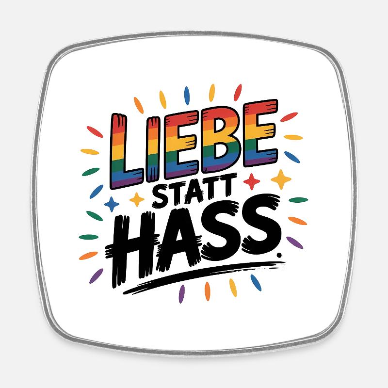Liebe statt Hass - Cool Pride Logo - Viereckiger Kühlschrankmagnet - Weiß
