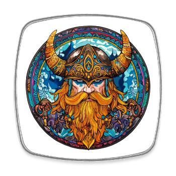 Roi viking en couleur indigo - Magnet carré - blanc - Devant