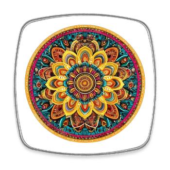 Leuchtendes Mandala Kaleidoskop - Viereckiger Kühlschrankmagnet - Weiß - Vorne