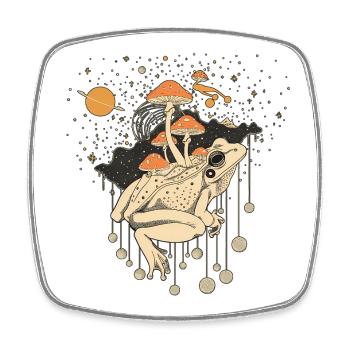Cosmic Frog & Toadstools in the Universe - Square fridge magnet - white - Front