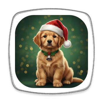 Cloche de Noël du Bébé Père Noël - Magnet carré - blanc - Devant