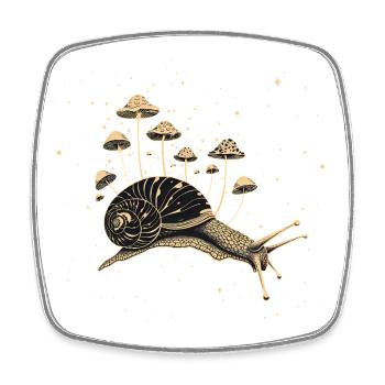 Mystical mushroom snail in the starry sky - Square fridge magnet - white - Front