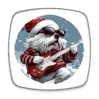 Kangal Dog Christmas Guitar - Square fridge magnet - white - Front