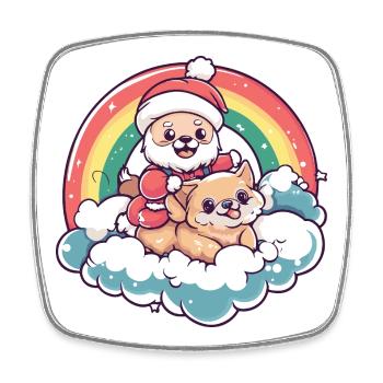 Chihuahua Dog Santa Claus Christmas - Square fridge magnet - white - Front