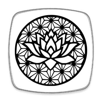 Fleur de vie & lotus - Magnet carré - blanc - Devant