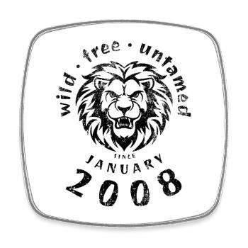 18. Geburtstag Sauvage, libre et indompté depuis 01/2008 - Magnet carré - blanc - Devant