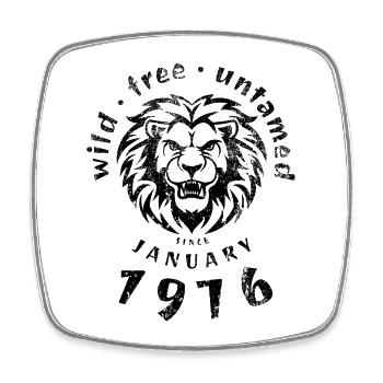 50e anniversaire Sauvage, libre et indompté depuis 01/1976 - Magnet carré - blanc - Devant
