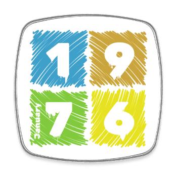 50th Birthday Colored Patches since 01/1976 - Square fridge magnet - white - Front