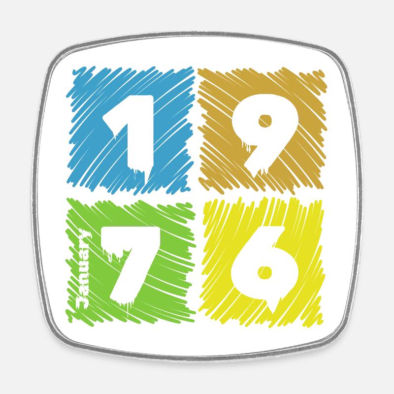 50. Geburtstag Farbige Patches since 01/1976 - Viereckiger Kühlschrankmagnet - Weiß