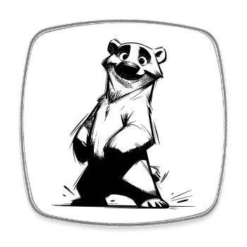Esquisse préférée de mascotte de l’ours polaire souriant - Magnet carré - blanc - Devant