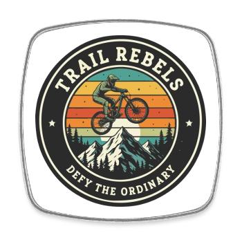 Trail Rebels Mountain Biker Retro - Square fridge magnet - white - Front