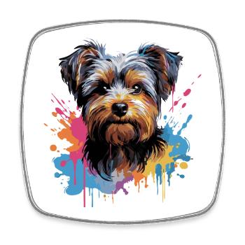 Yorkshire Terrier Splash Style - Viereckiger Kühlschrankmagnet - Weiß - Vorne