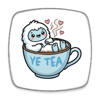 Yéti dans une tasse à thé - Magnet carré - blanc - Devant