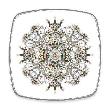 Pastel Mehndi Ornament with Fine Floral Pattern - Square fridge magnet - white - Front
