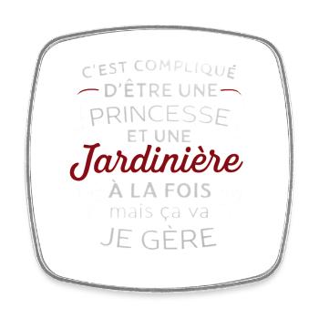 Princesse Jardinière – C’est Compliqué Mais je gèr - Magnet carré - blanc - Devant